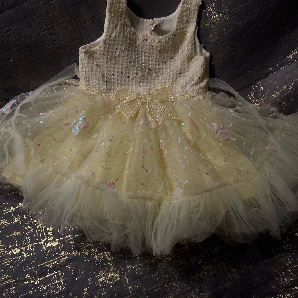 Elegant Yellow and Gold Kids party Dress